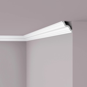 Weiße NOEL & MARQUET NMC GR Eckleiste/Zierleiste (2m) an Wand und Decke.