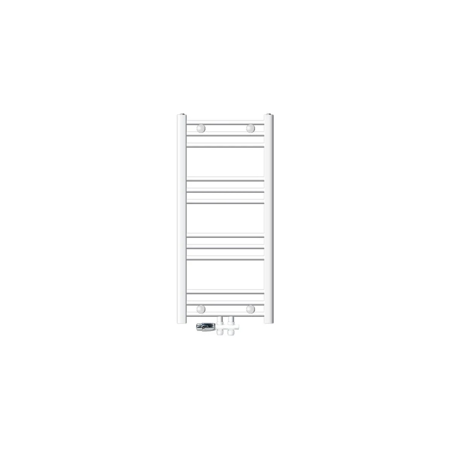 LuxeBath Badheizkörper 400x800mm Weiß Gerade + Ventil Durchgang