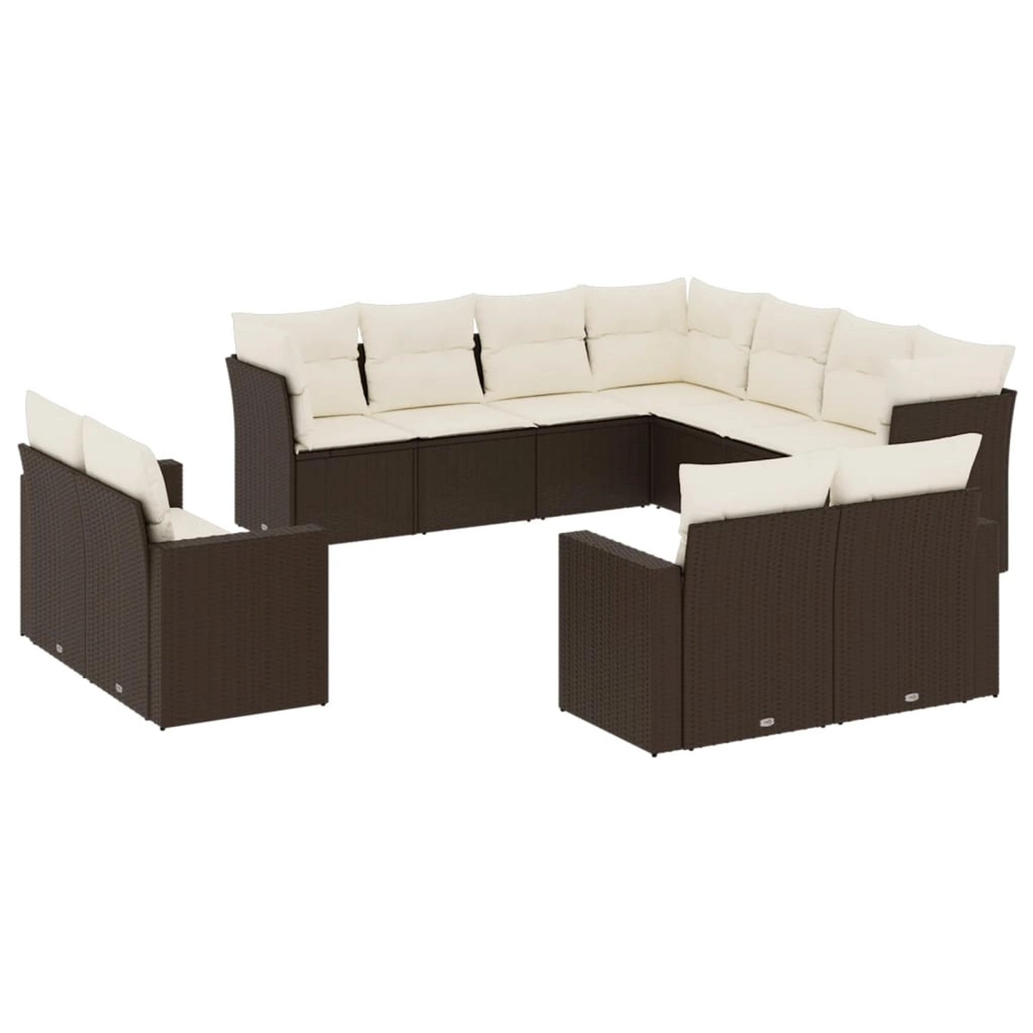 vidaXL 11-Tlg Garten-Sofagarnitur mit Kissen Braun Poly Rattan 3219123 günstig online kaufen