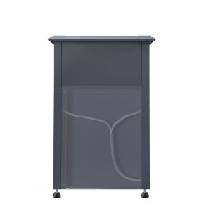 Plats Hochbeet Anthrazit aus Metall, Rückansicht mit integriertem Drainagesystem.