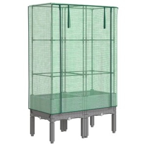 vidaXL Hochbeet mit Gewächshaus-Aufsatz in Rattan-Optik, 80x40x140 cm.