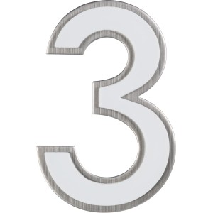 Nachtleuchtende Hausnummer 3 von Alpertec aus Edelstahl.