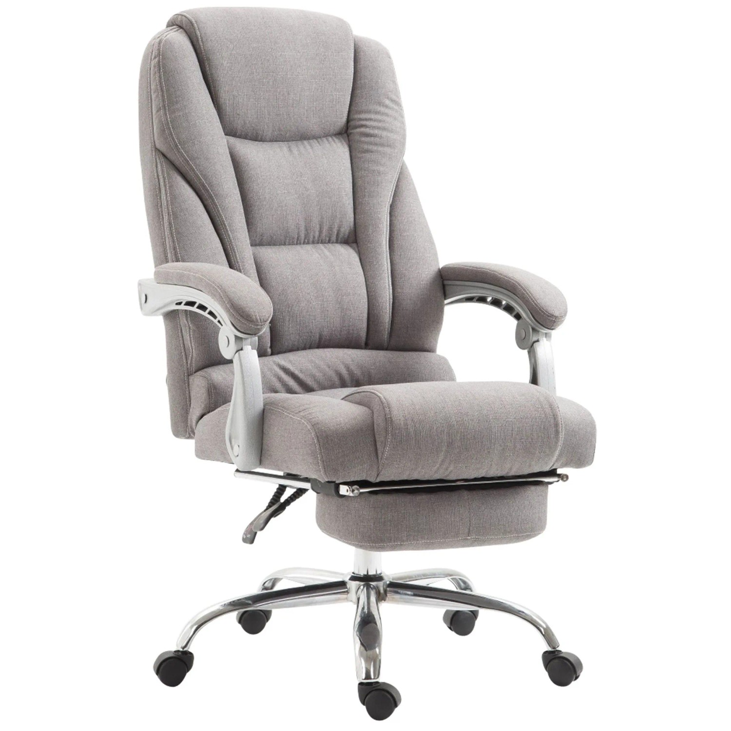 DELUKE Bürostuhl MIAMI Stoff 118x68x64 Grau Stoff Metall In Chromoptik Gestell Ergonomische Bürostühle Homeoffice Stuhl