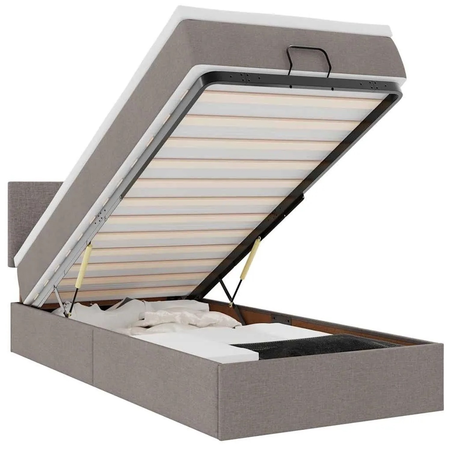 vidaXL Ottoman-Bett mit Matratze & LEDs Taupe 80x200 cm Stoff 3312184