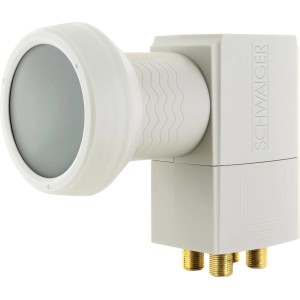 Schwaiger Sun Protect Quad LNB in Hellgrau für SAT Anlagen mit 4 Anschlüssen.