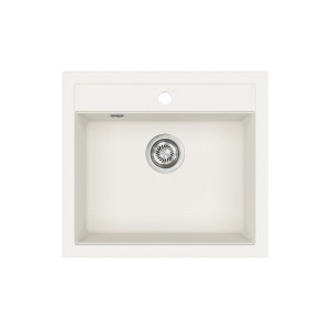 Helika Einbauspüle Quadro, 56x51 cm, Granitverbundstoff, Weiß, Aufsicht.