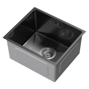 ML-Design Edelstahlspüle, 34x40 cm, anthrazit, eckig, 1 Becken mit Siphon.