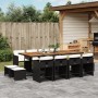 vidaXL 13-tlg. Garten-Essgruppe aus Rattan mit Tisch, Stühlen und Kissen in Schwarz.