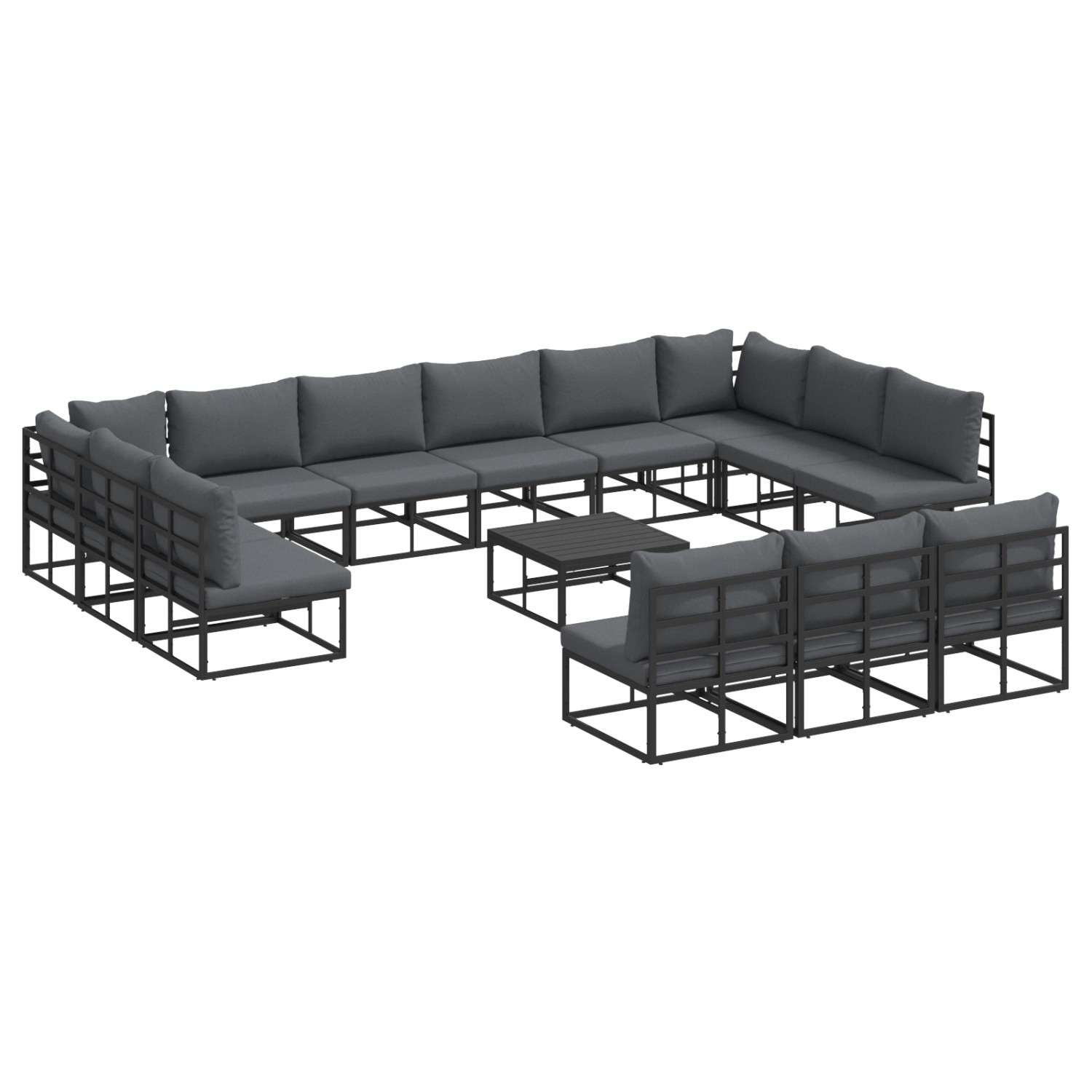vidaXL Garten-Sofa-Set mit Kissen 14-Tlg Schwarz Aluminium 3378921 günstig online kaufen