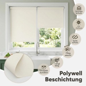 Beige Verdunkelungsrollos von Sekey, blickdicht, 85x130cm, für Fenster, mit Kettenzug.