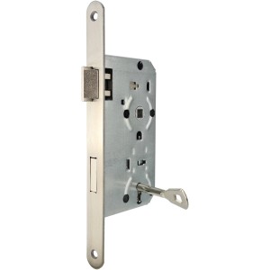 Zimmertür-Einsteckschloss, Buntbart, gefälzt, DIN links, weiß lackiert.