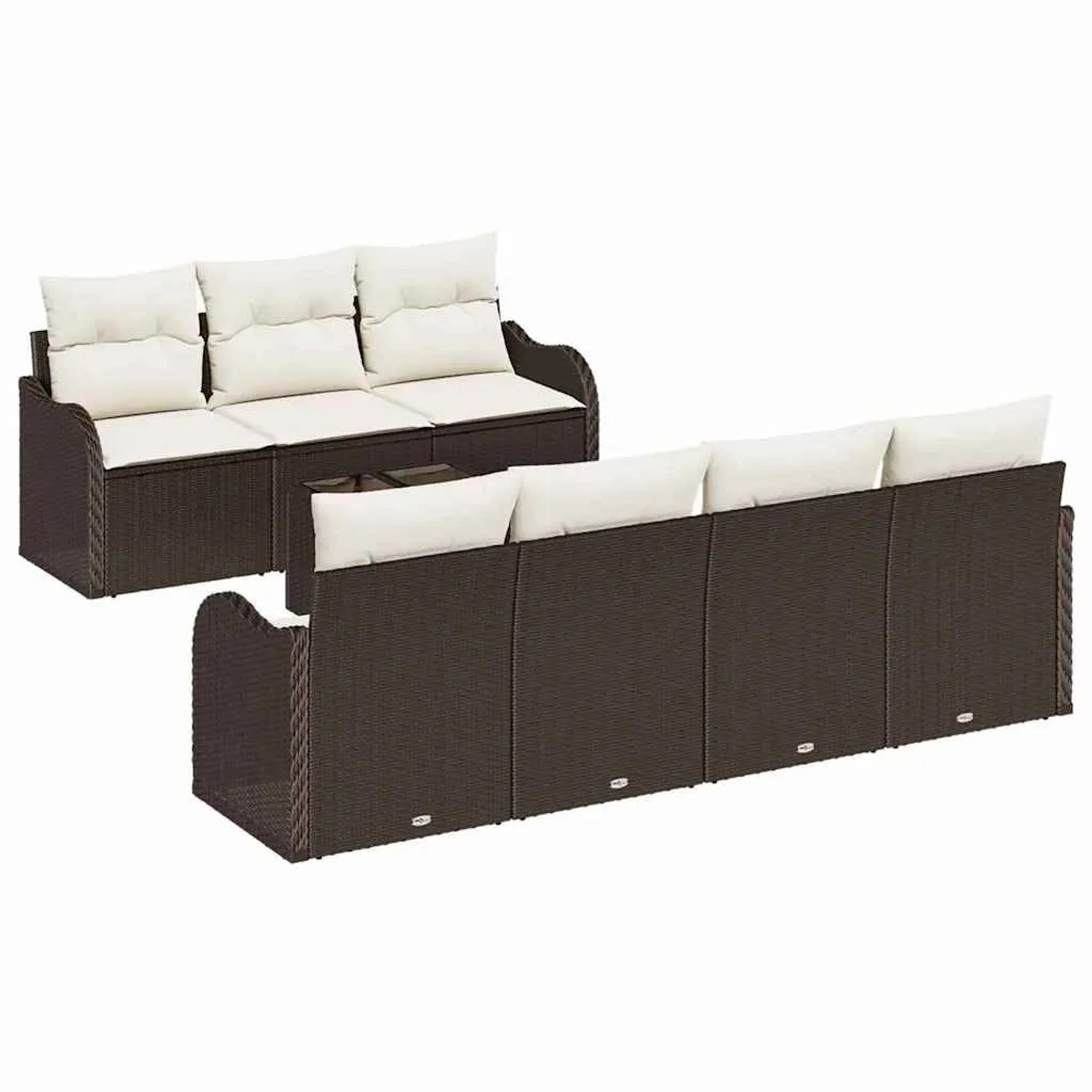 vidaXL Gartensofa-set mit Kissen mit Speicher 8-Tlg Braun und Creme 3354277