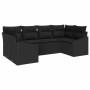 Schwarzes 6-teiliges vidaXL Garten-Sofa-Set aus Poly Rattan. Modulares Lounge-Set für Garten oder Terrasse.