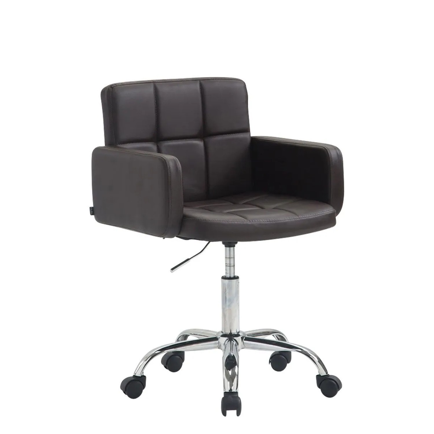 DELUKE Arbeitshocker ZÜRICH 60x52x75cm Kunstleder Braun Arbeitsstuhl Drehhocker Rollhocker Bürohocker