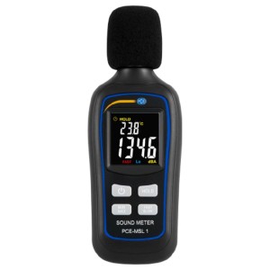 PCE Schallmessgerät MSL 1 zur Lautstärke- und Temperaturmessung mit LCD-Display.
