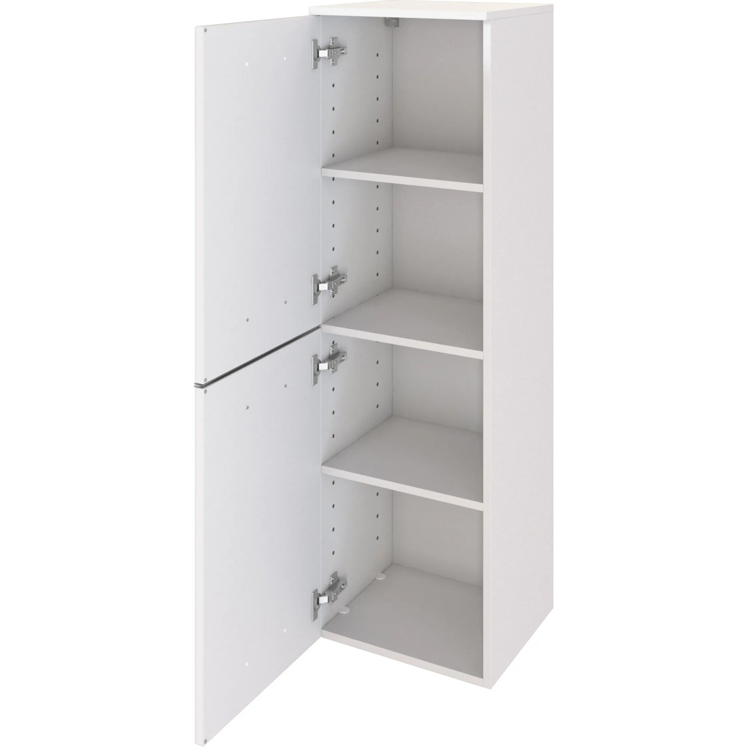 Weißer Held Möbel Midischrank Monza, 40 cm breit, mit offenen Türen und Einlegeböden.