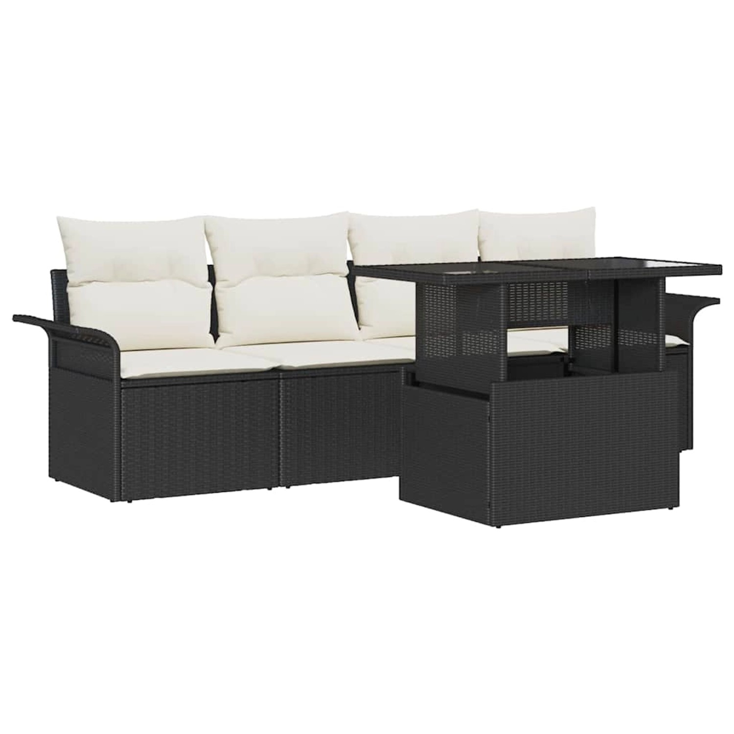 vidaXL 5-Teiliges Garten-Sofa-Set mit Kissen in Schwarz Poly Rattan 3348183 günstig online kaufen