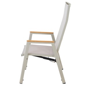 Siena Garden Movesessel Bologna, seidengrau, mit Teakholz-Armlehnen. Gartenstuhl mit verstellbarer Rückenlehne.