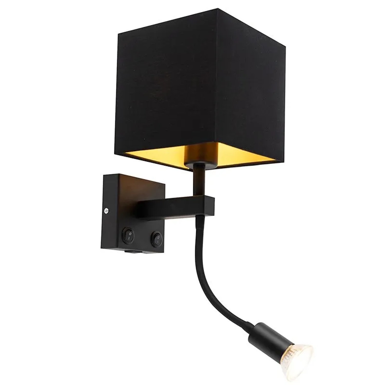 QAZQA Moderne Wandleuchte Schwarz mit USB und Quadratischem Schwarzschirm Zeno