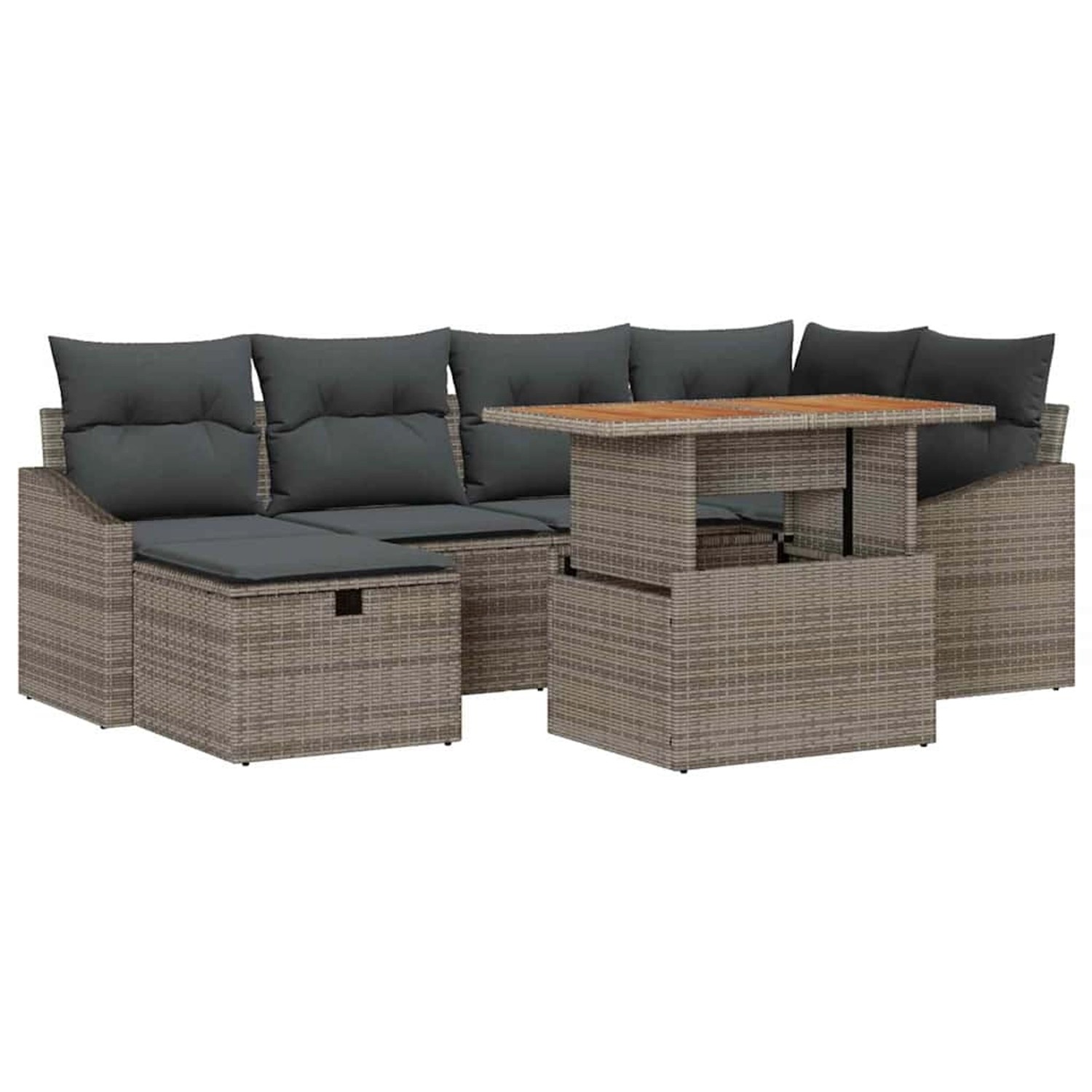 vidaXL Garten-Sofa-Set 7-Tlg Grau Poly Rattan 3361356 günstig online kaufen