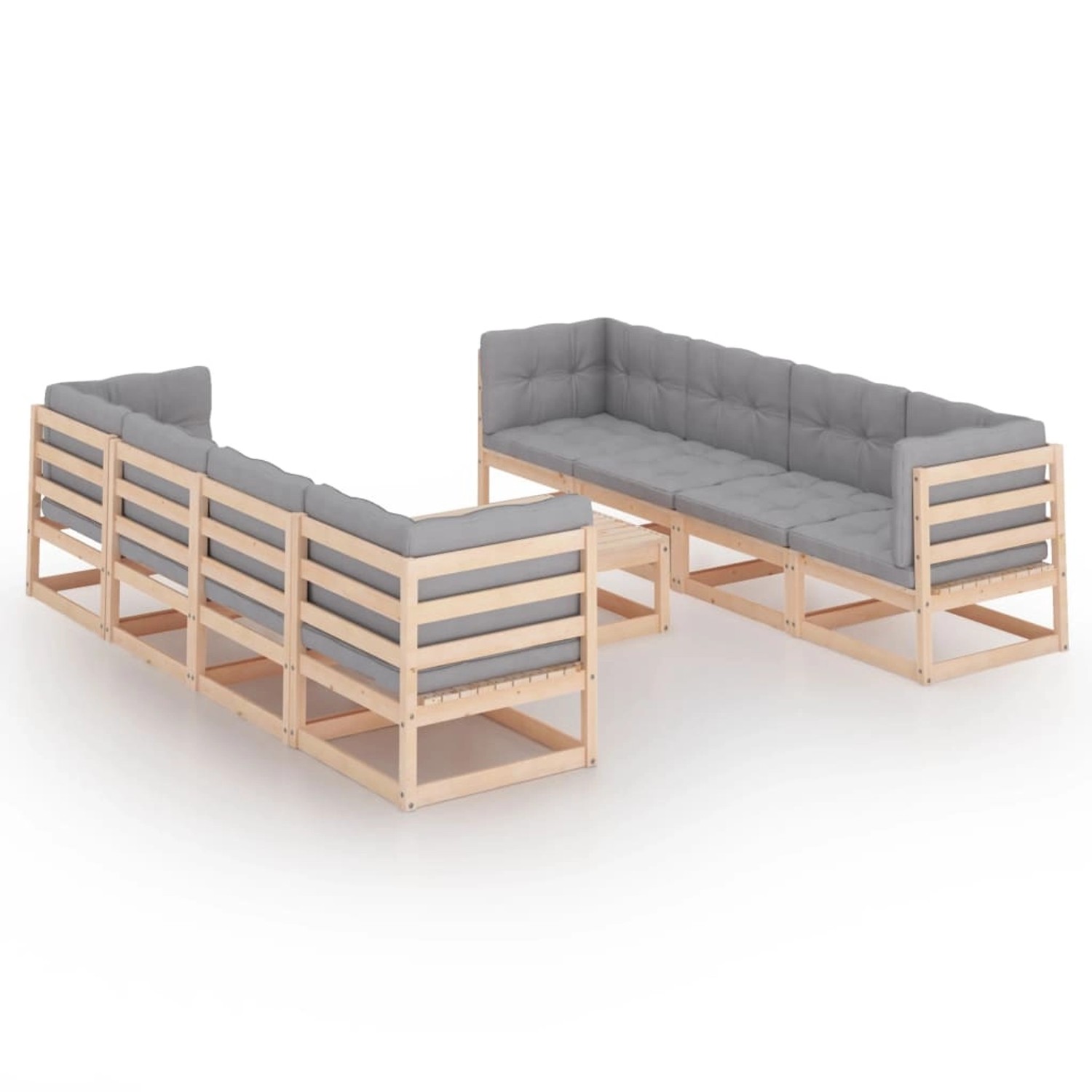 9-tlg. Garten-lounge-set Mit Kissen Kiefer Massivholz günstig online kaufen