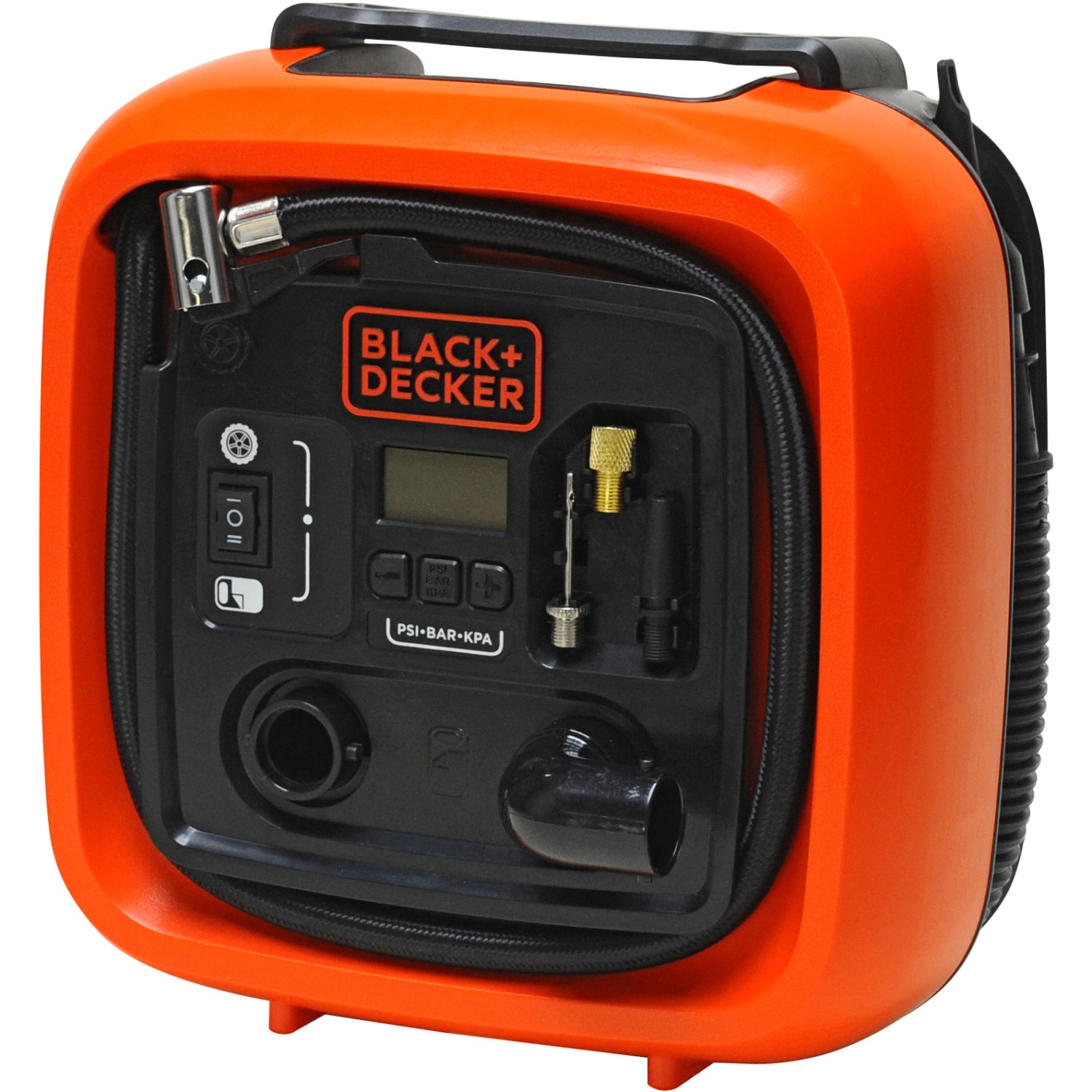 Black+Decker Luftpumpe ASI400 mit 12V Anschluss, Kompressor mit Zubehör.