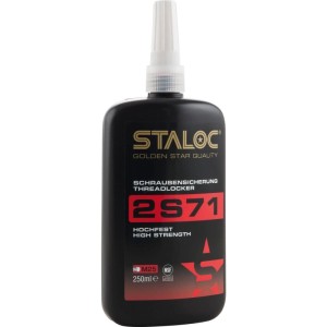 Schwarze Staloc Schraubensicherung 2S71 hochfest, rot, 50 ml, für Schraubverbindungen bis M20. Sichert zuverlässig.