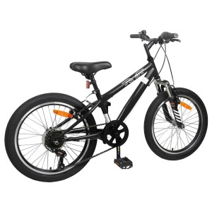Schwarzes 20-Zoll-Mountainbike von vidaXL für Kinder (5-8 Jahre) mit 6 Gängen.