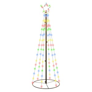 Mehrfarbiger LED-Weihnachtsbaum in Kegelform, 180cm hoch, mit Sternspitze für festliche Beleuchtung.