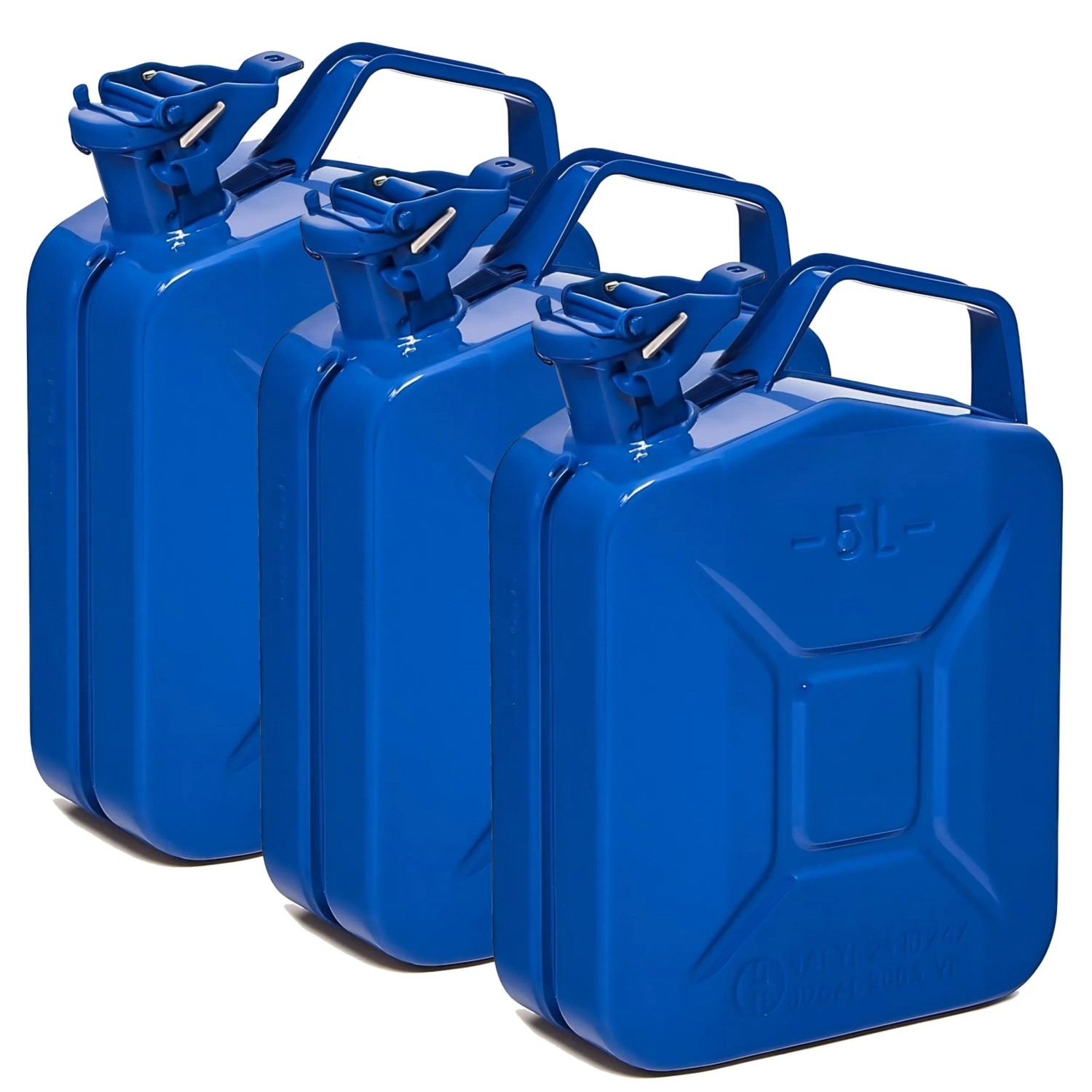 BW Kraftstoffkanister Metall Benzinkanister 3x 5 Liter Blau RAL 5005 TÜV-geprüft und UN-Zulassung Made in Europe