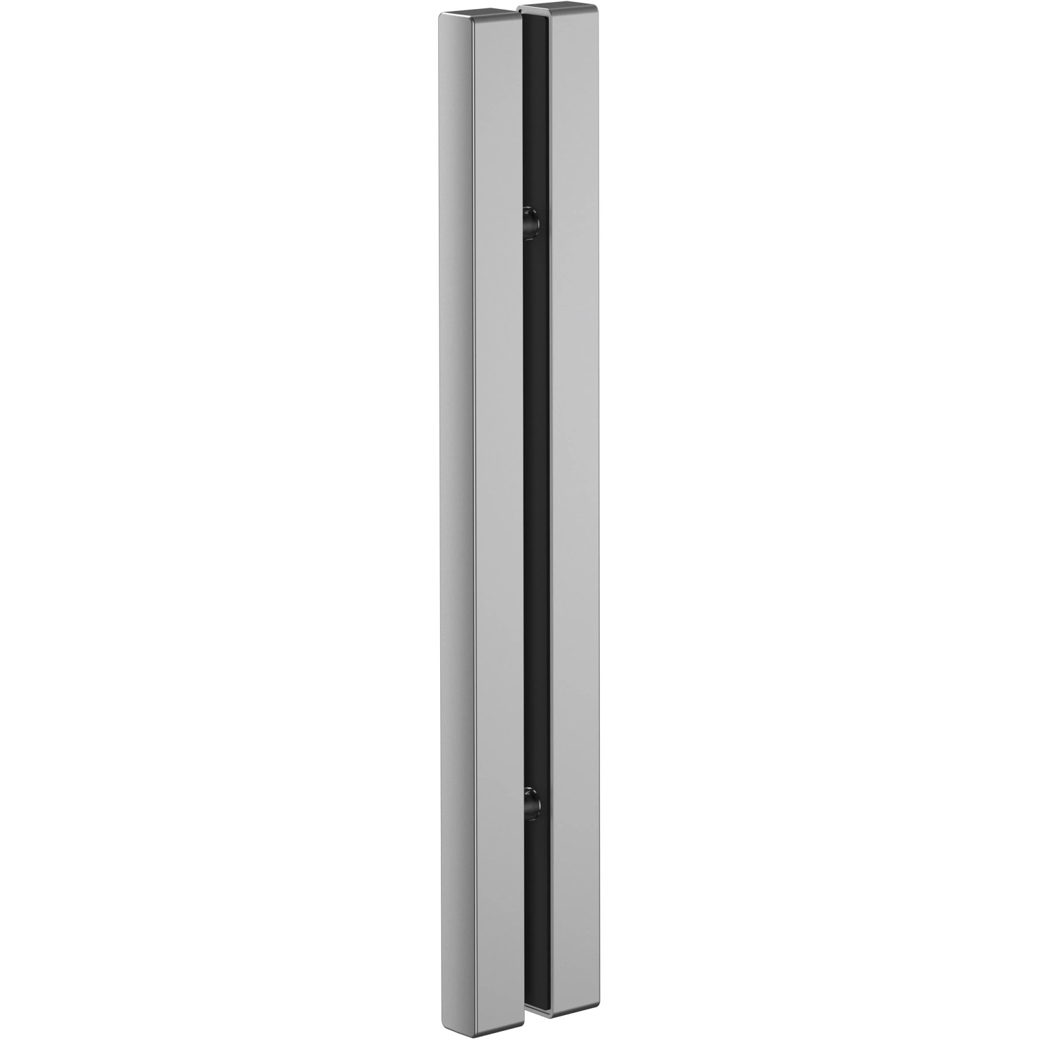 Detailaufnahme der Schulte Gleittür Kristall/Trend mit Chromprofil und klarem Glas.