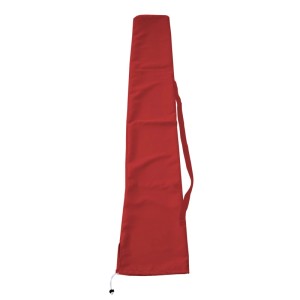Bordeauxrote Schutzhülle für Sonnenschirme bis 3x4m aus Polyester mit Kordelzug und Tragegurt.