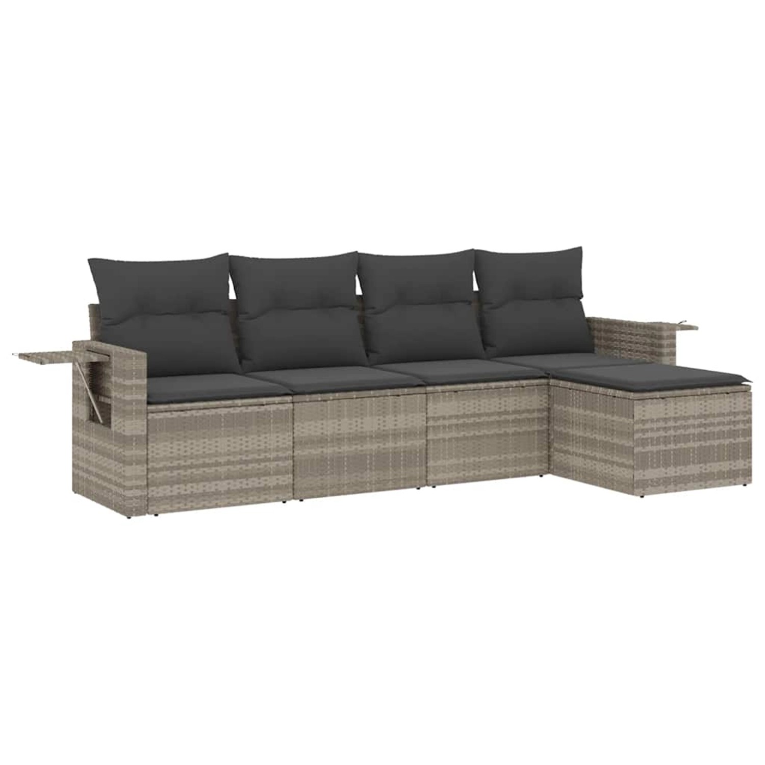 vidaXL 5-Tlg Garten-Sofagarnitur mit Kissen Hellgrau Poly Rattan 3220091 günstig online kaufen