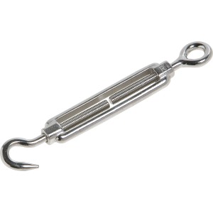 Spannschloss aus Edelstahl M5 x 70 mm zum Spannen von Seilen, mit Haken und Öse.