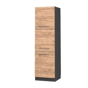 Vicco Herdumbauschrank Fame-Line, Eiche Goldkraft/Anthrazit, 60 cm breit. Küchenschrank mit zwei Schubladen.