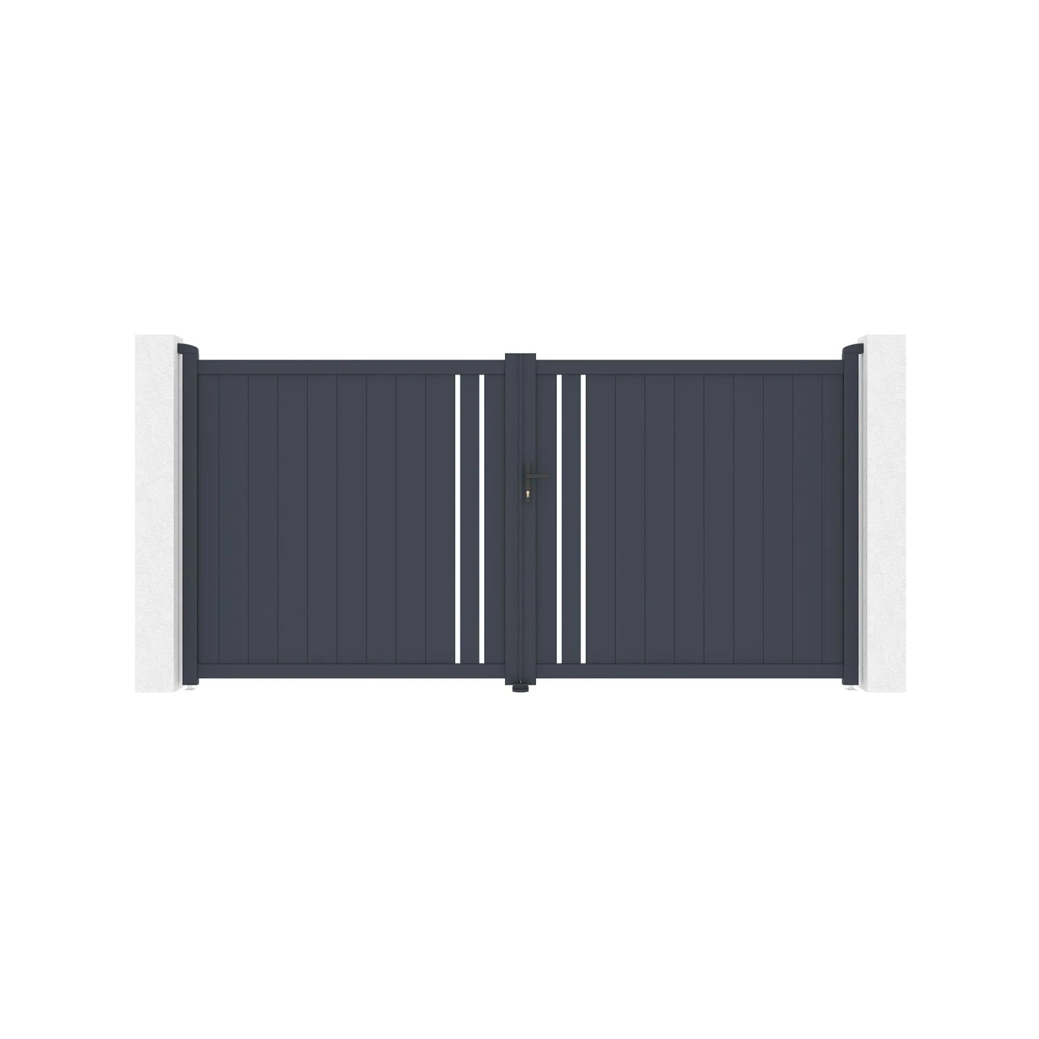 Casanoov Verstellbares Drehtor Breite Giona 350x180cm Grau Aluminium