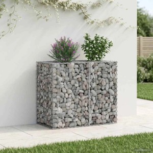 vidaXL Gabionen Hochbeet Silber 90 x 50 x 80 cm Verzinkter Stahl 42033327