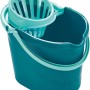 Leifheit Classic Wischmop-Set mit Eimer und Auswringer in Türkis und Dunkelblau.