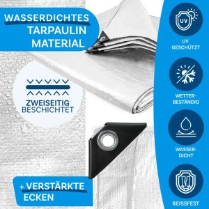 Weiße Karat Abdeckplane 4x6m: Wasserdicht, reißfest, mit Ösen für vielseitigen Schutz.