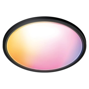 Schwarze WiZ SuperSlim LED Deckenleuchte mit Farbwechsel und 2450lm Lichtstärke.