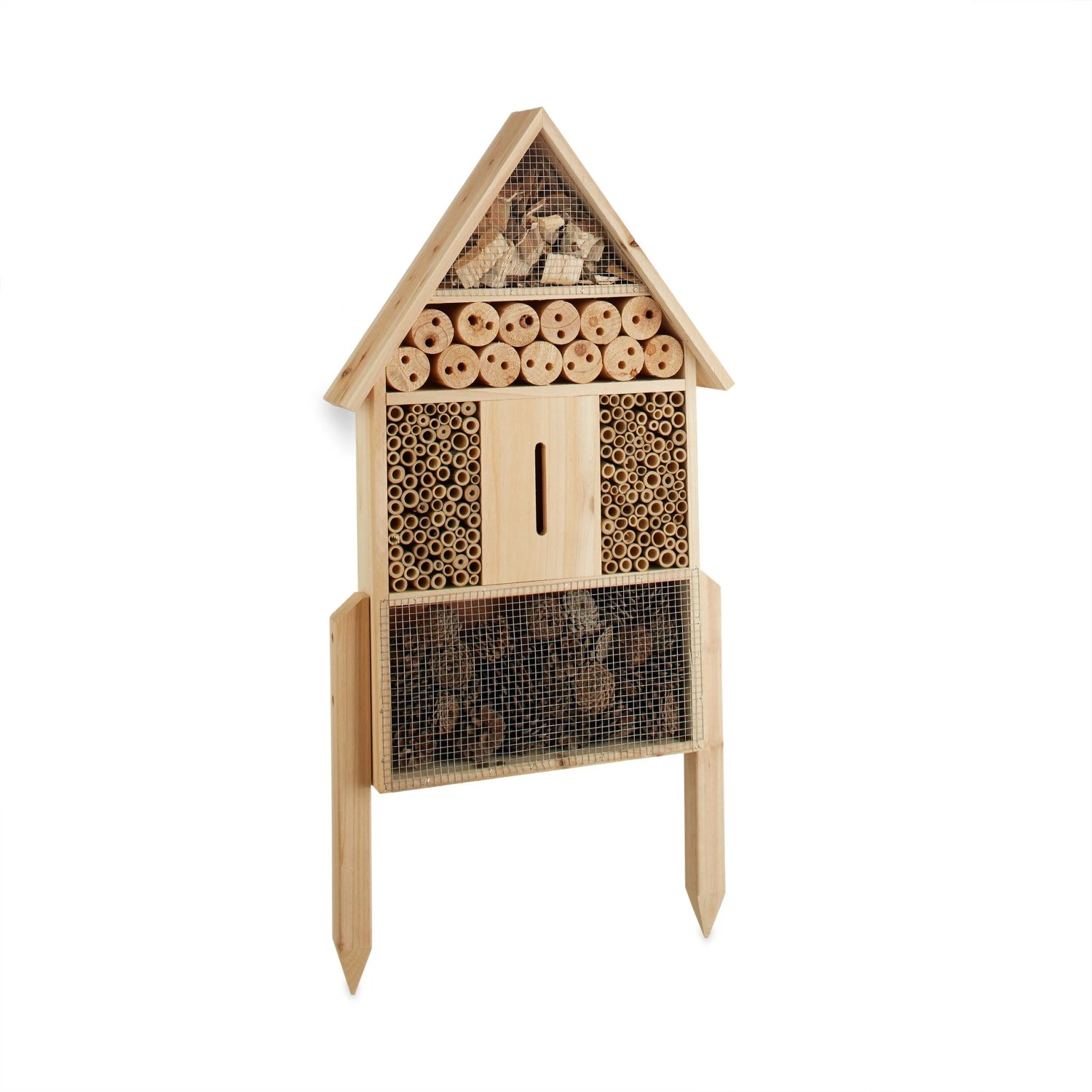 Relaxdays Insektenhotel Holz Natur Stehend Selbststehend 60,5 cm x 37 cm x 9 cm 2,3 kg