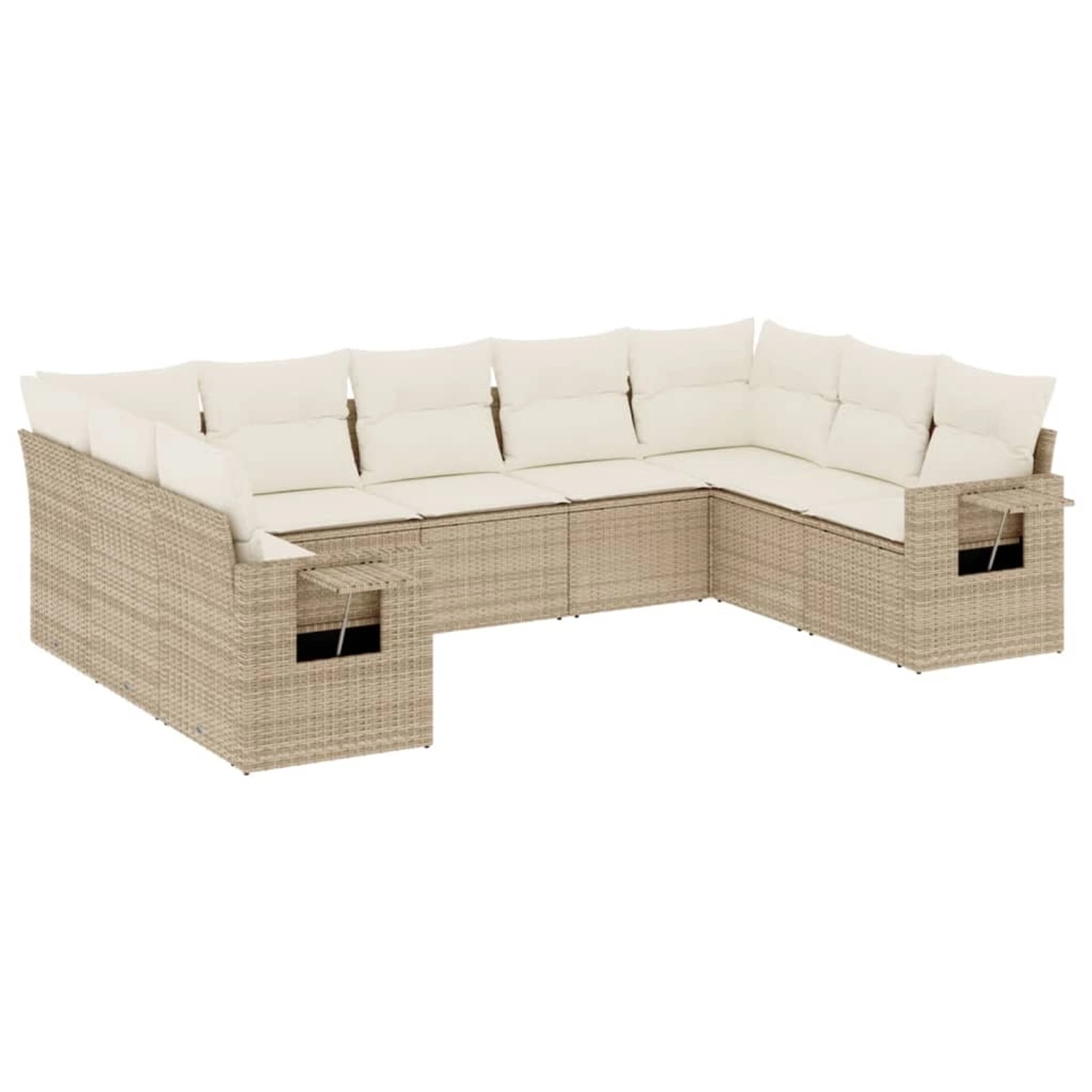 vidaXL 9-Tlg Garten-Sofagarnitur mit Kissen Beige Poly Rattan 3220597 günstig online kaufen