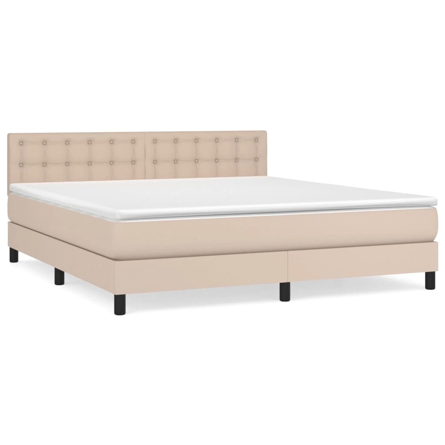vidaXL Boxspringbett mit Matratze Cappuccino-Braun 160x200 cm Kunstleder 31 günstig online kaufen