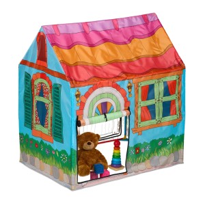 Relaxdays Spielzelt Haus Polyester Kunststoff Mehrfarbig 2 Türen 103 cm x 96 cm x 75 cm 600 g