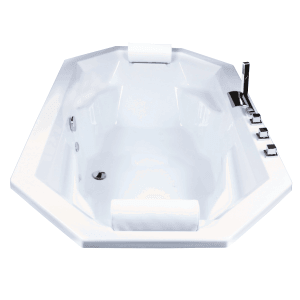 Basera® Podest-Badewanne Bora Bora 200x115 cm, Rechteck-Badewanne mit Kopfstützen und Armatur.