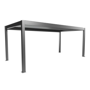 Biohort Pergola 6x3 m in Quarzgrau-Metallic, moderne Terrassenüberdachung mit Lamellen.
