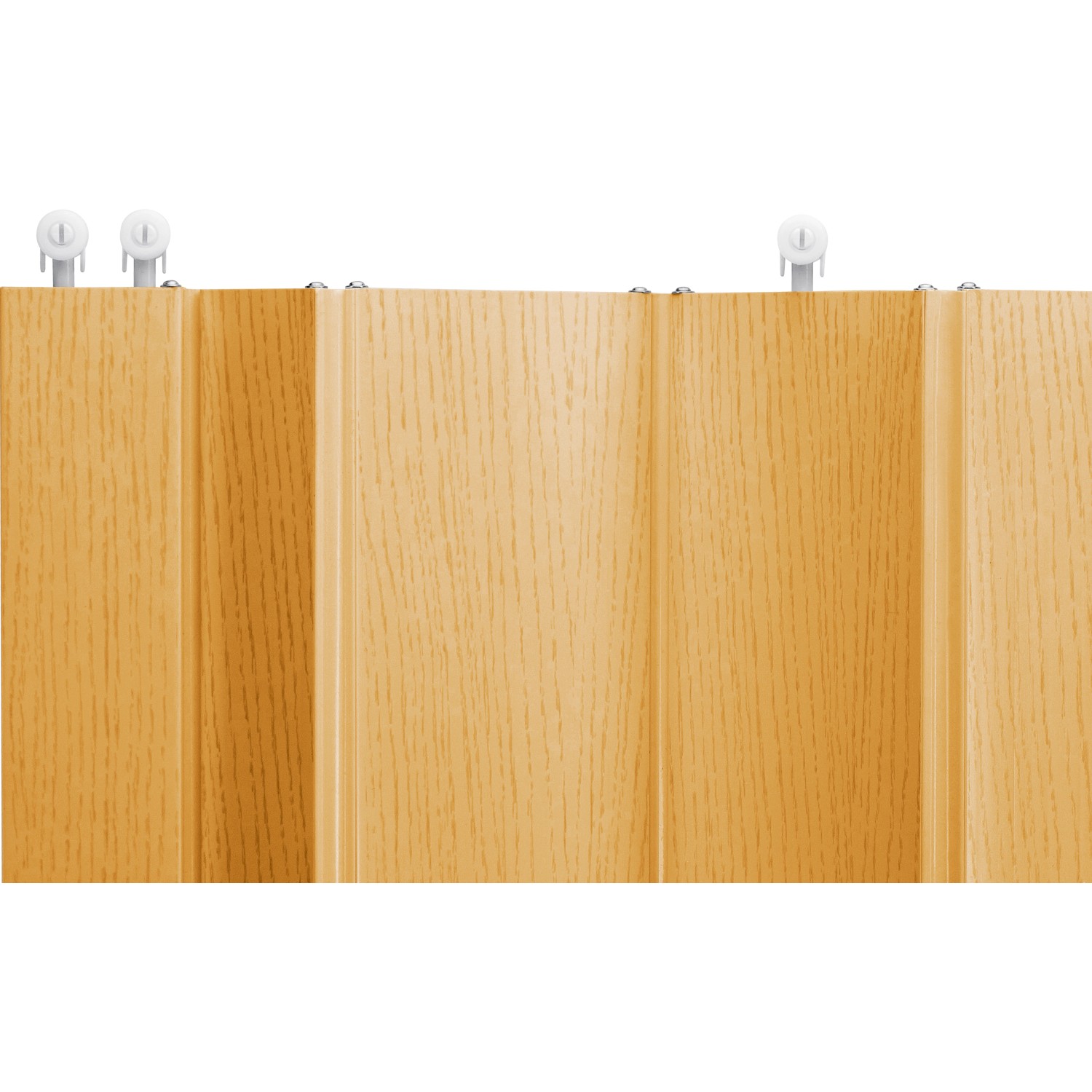 Detailansicht: Falttür Buche, 82x203 cm, mit Schiene und Rollen für einfache Montage.