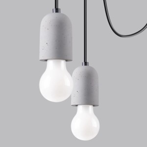 Sollux Lighting Kronleuchter Neso 5 mit Betonschirm und 5 Leuchten, grau/schwarz.