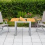 3-teiliges Gartenmöbel-Set Naxos grau mit Klappsesseln und Ausziehtisch aus Akazienholz.