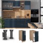Vicco Apothekerschrank Fame-Line in Dunkelblau/Goldkraft Eiche mit anthrazitfarbener Arbeitsplatte.